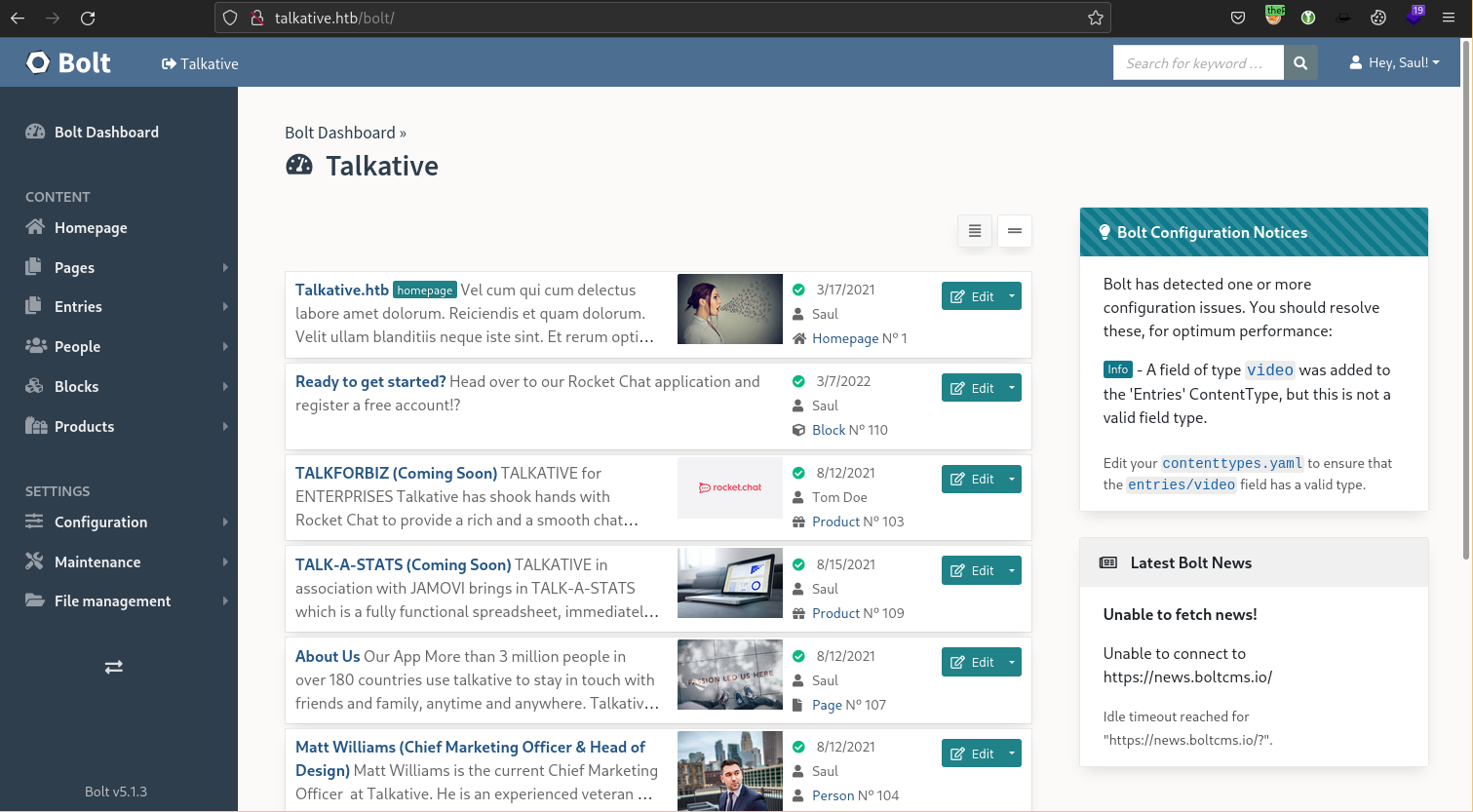 Bolt Dashboard